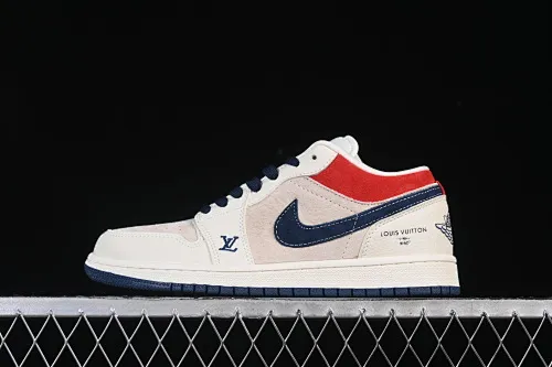 All categories Air Jordan Jordan series basketball shoes Air Jordan 1 Low Air Jordan 1 Low AJ1 Joe 1 joint model off-white red blue pig eight high-end customized low-top retro basketball shoes LD8888-009